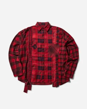 7 Cuts Flannel Shirt Over Dye Red