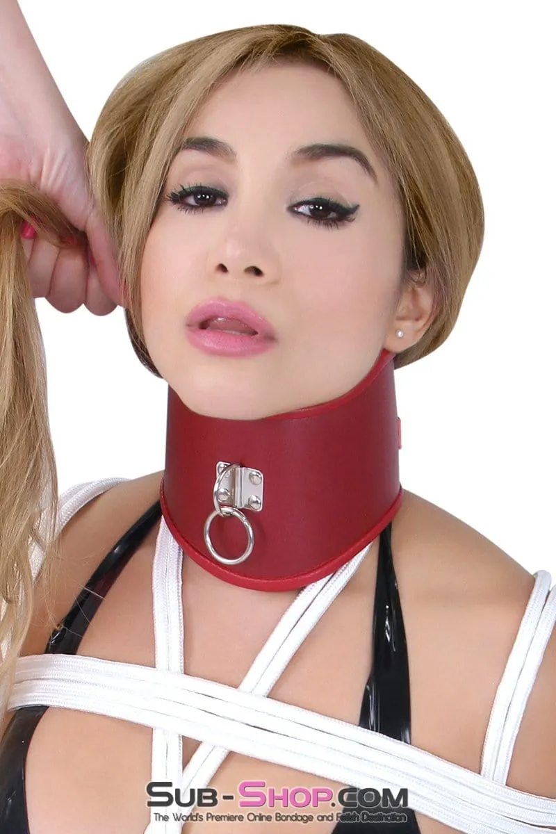 8913M      Cherry Red Bondage Slave Posture Collar