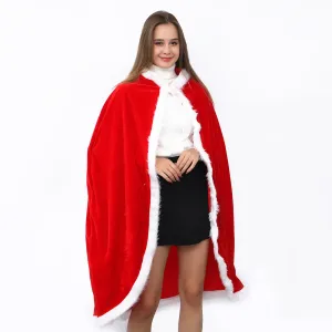 Adult Female Christmas Cloak Dress Long Sleeve Shawl Catwalk Christmas Flannel Stage Cloak Santa Claus Dress up