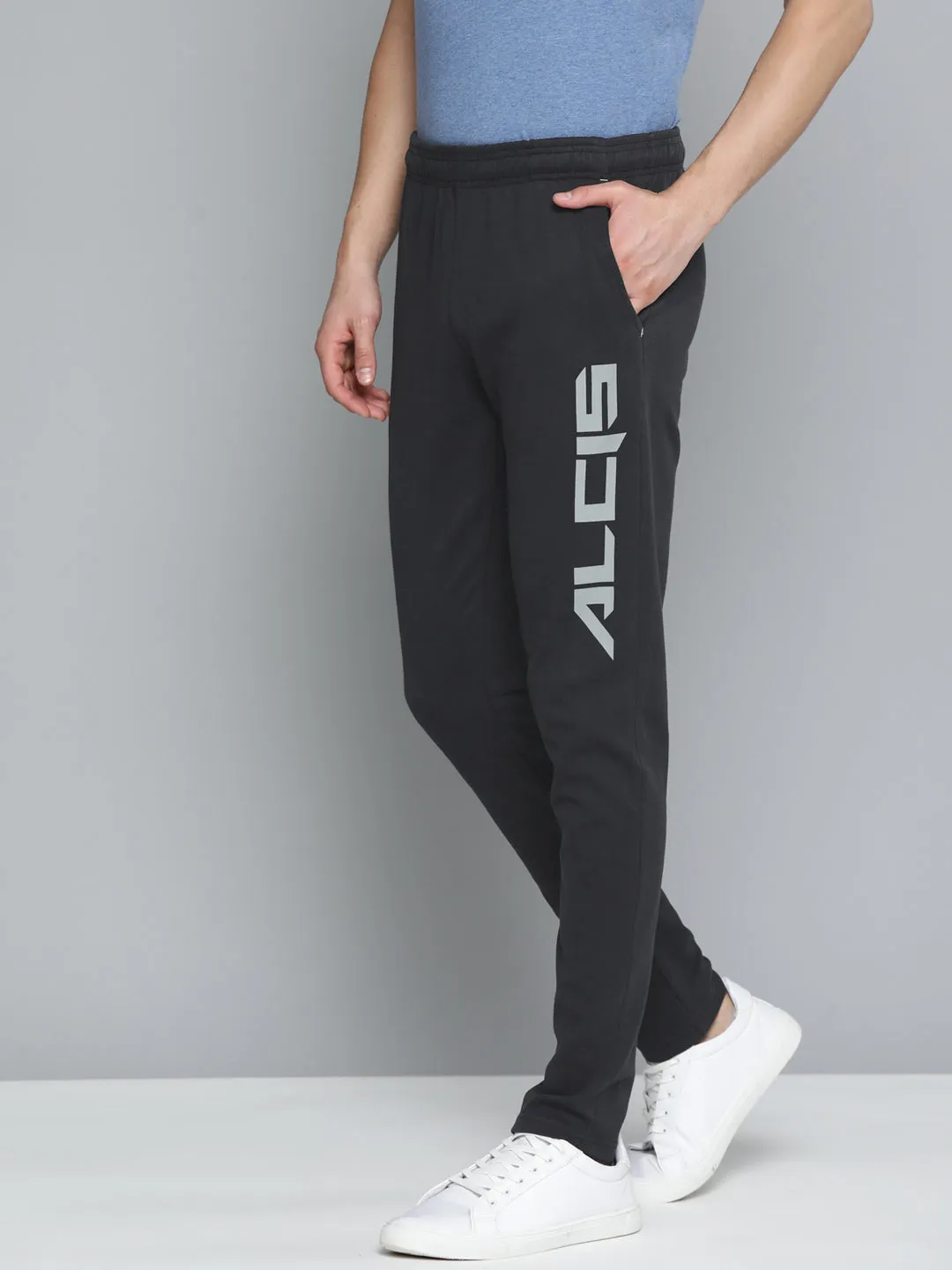 Alcis Men Black Slim Fit Track Pants