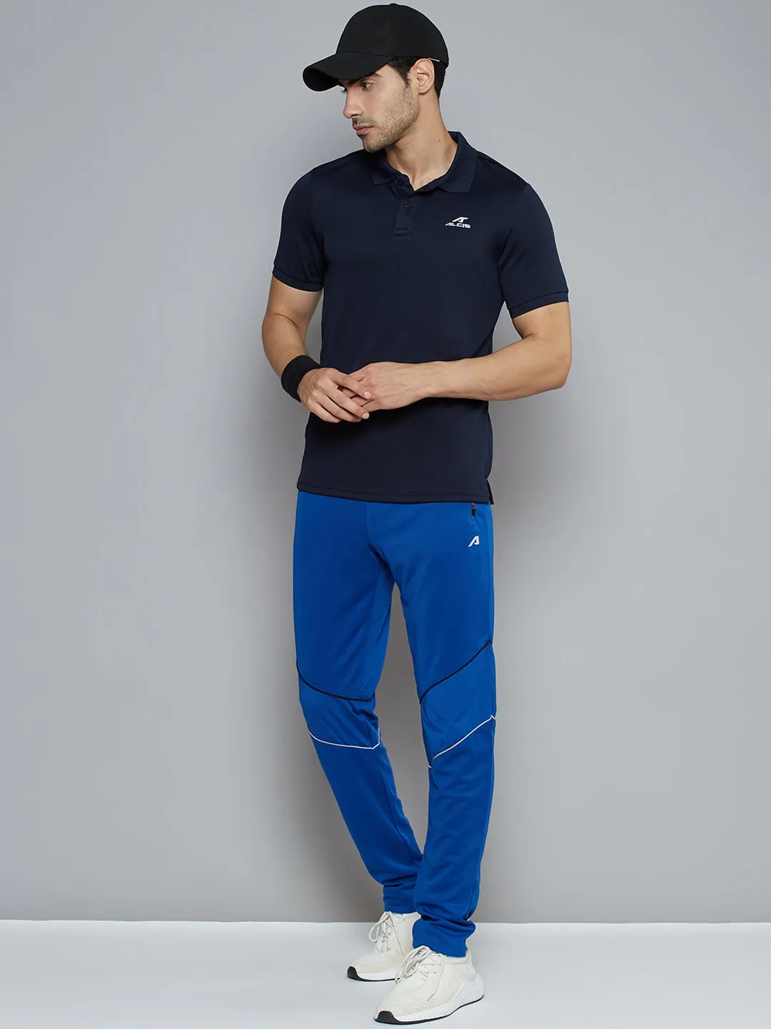 Alcis Men Blue Solid Slim Fit Running Track Pants