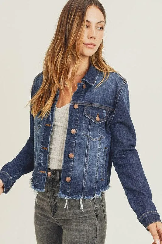 AMANDA FRAYED HEM WASHED JACKET