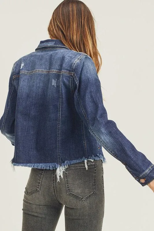 AMANDA FRAYED HEM WASHED JACKET