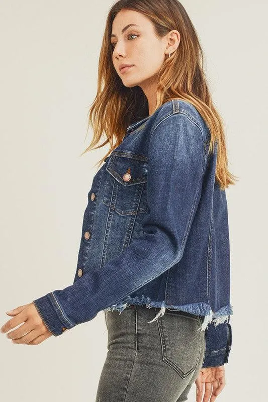 AMANDA FRAYED HEM WASHED JACKET