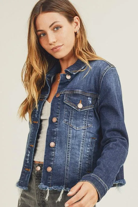 AMANDA FRAYED HEM WASHED JACKET