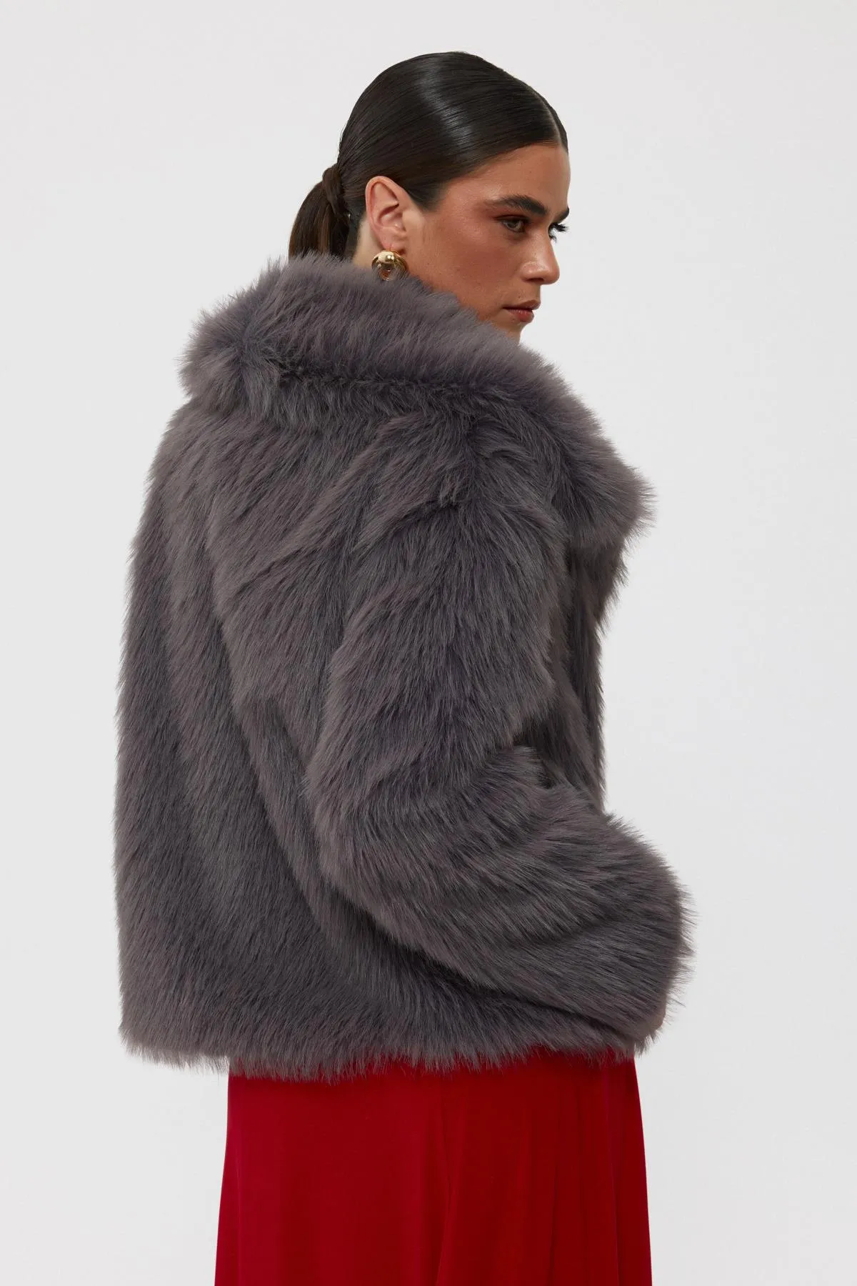 Anthracite Short Faux Fur Jacket