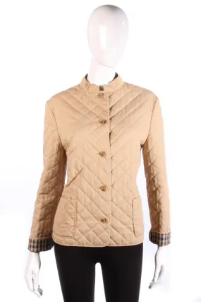 Aquascutum Quilted Jacket Round Neck Beige Size M