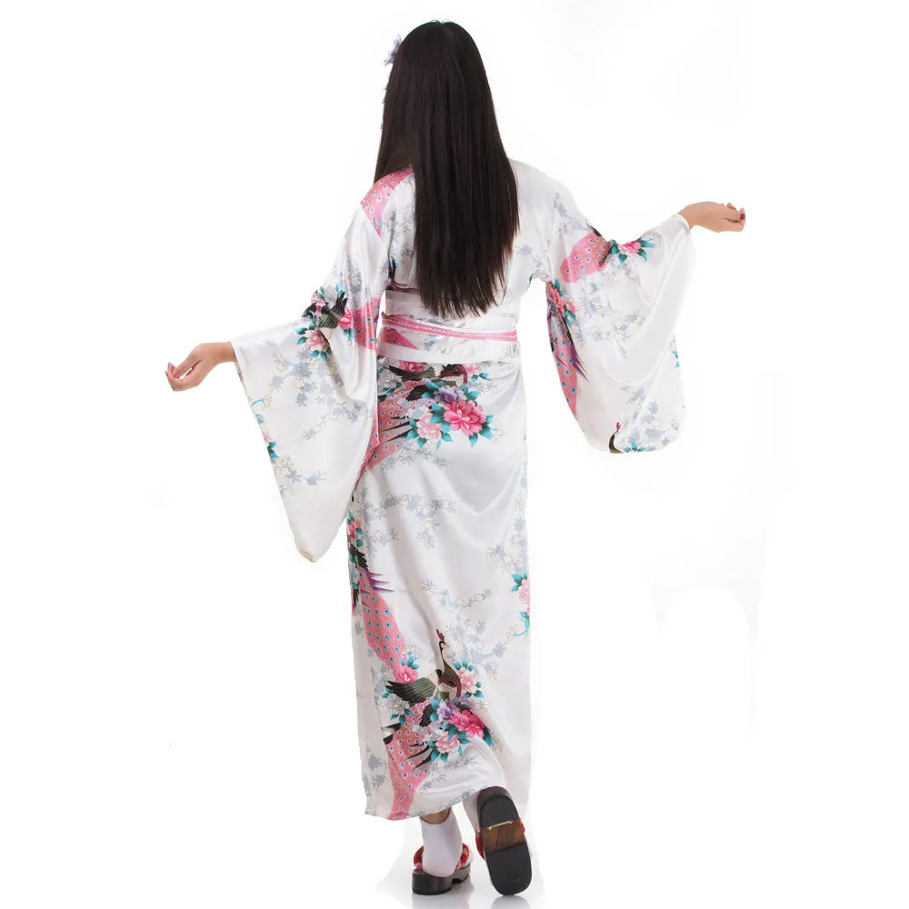 Authentic Japanese White Geisha Kimono Yuki