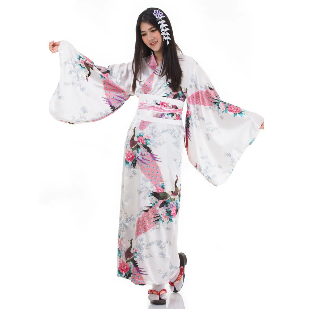 Authentic Japanese White Geisha Kimono Yuki