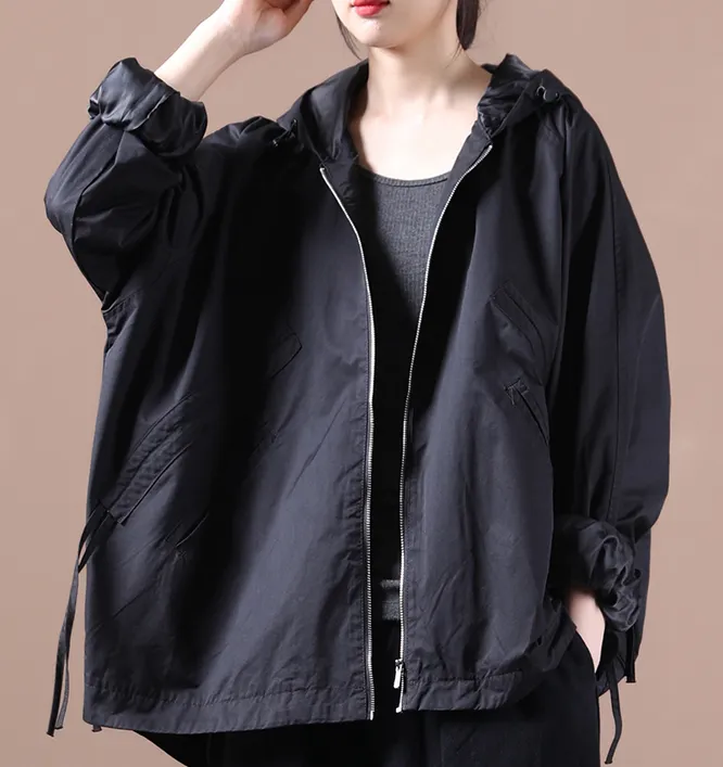 Autumn Women Spring Casual Coat Jacket Loose Hooded Parka Plus Size Short Coat