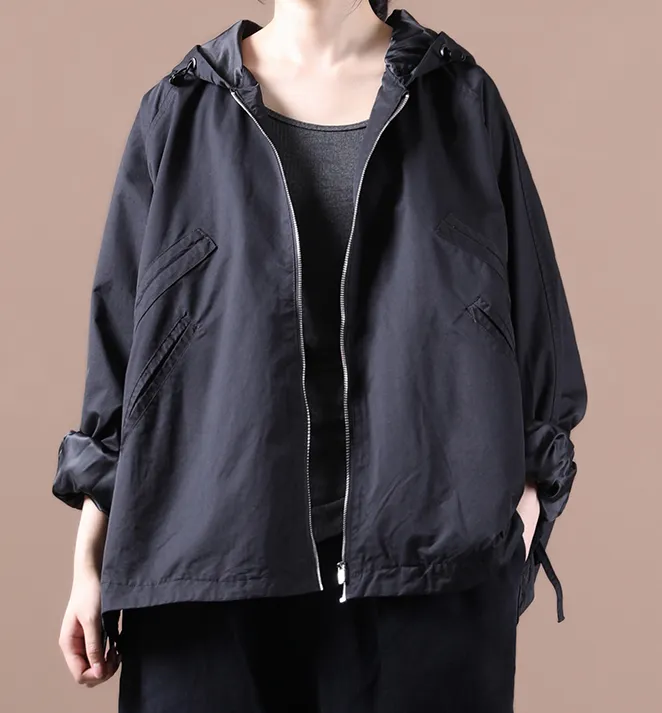 Autumn Women Spring Casual Coat Jacket Loose Hooded Parka Plus Size Short Coat