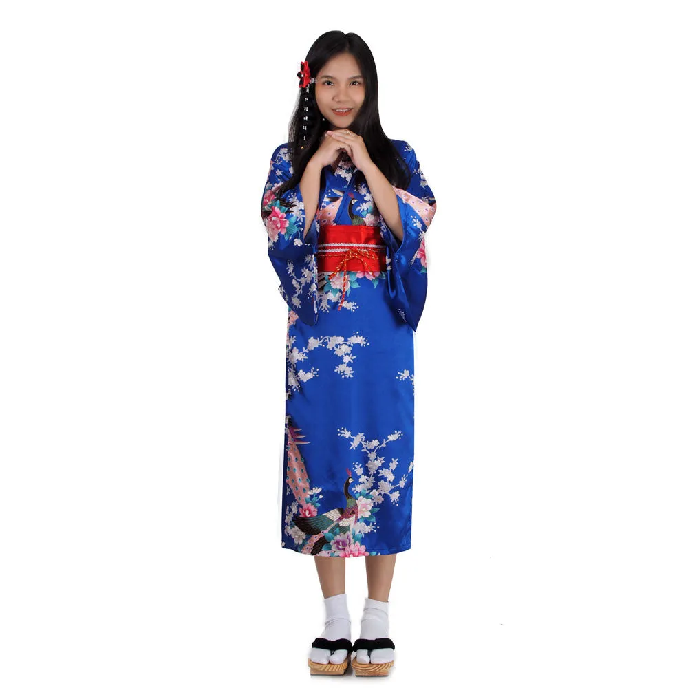 Ayumi Turquoise Geisha Kimono Costume for Girls