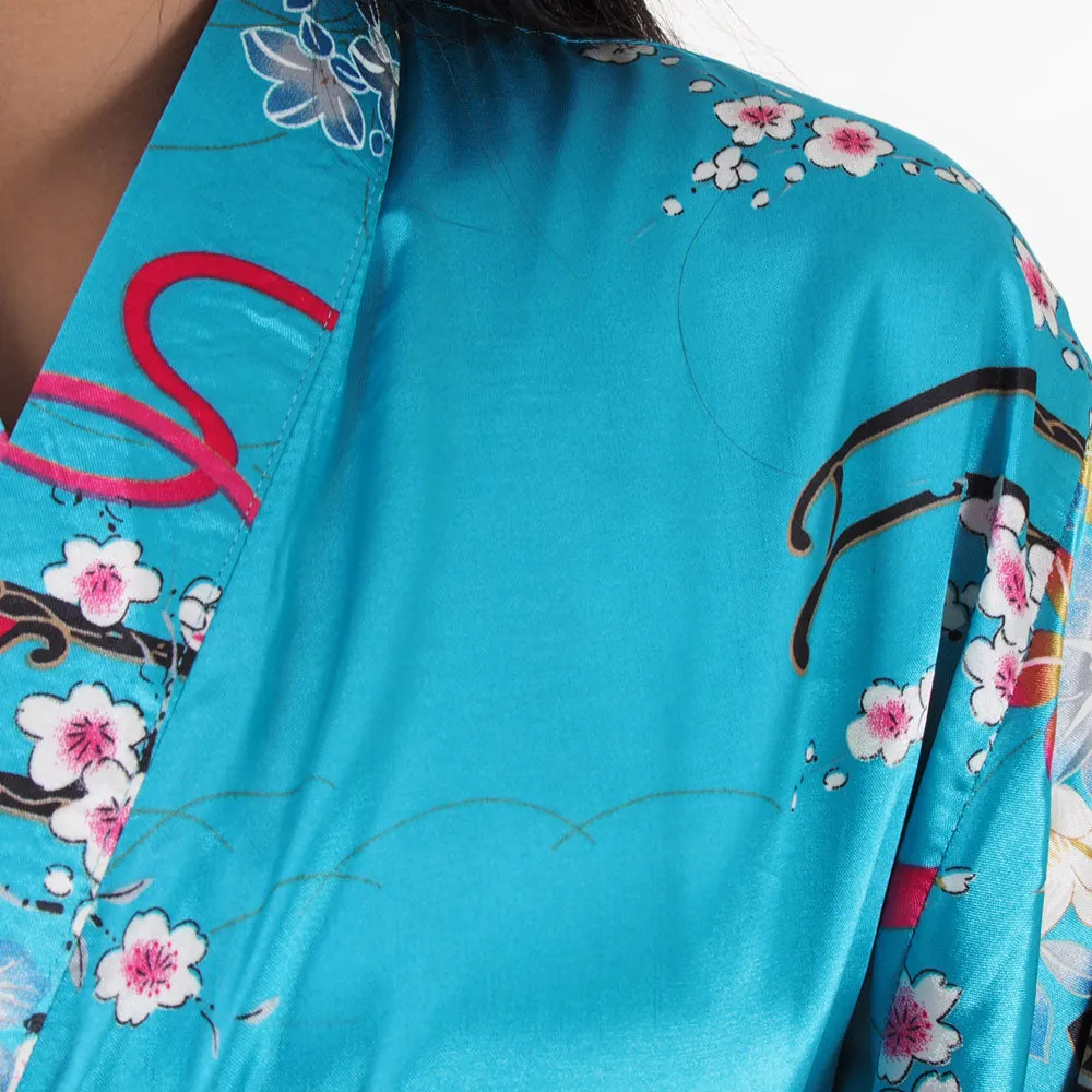 Ayumi Turquoise Geisha Kimono Costume for Girls