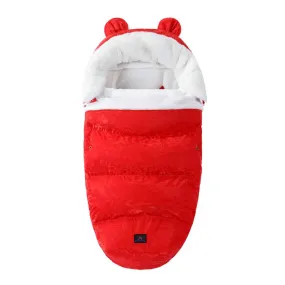 Baby Sleeping Bag Baby Going Out Thickened Fleece Warm Stroller Fur Collar Winter Newborn Anti-kicking Blanket