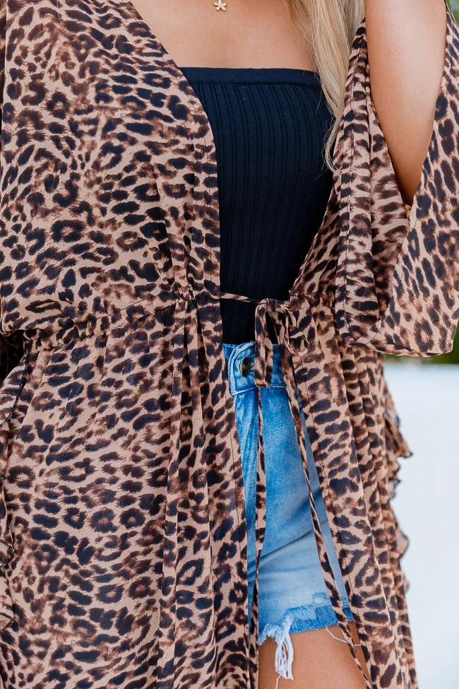 Back With You Brown Leopard Print Kimono