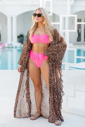 Back With You Brown Leopard Print Kimono