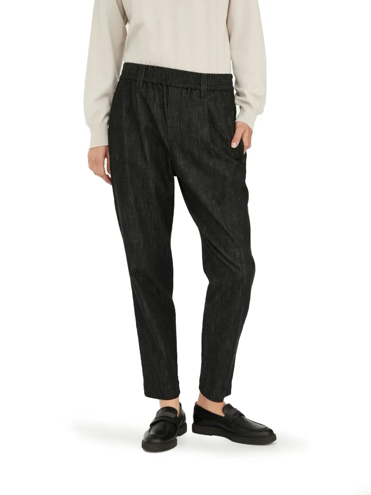 Baggy trousers in Dark Polished denim with Shiny Loop Details