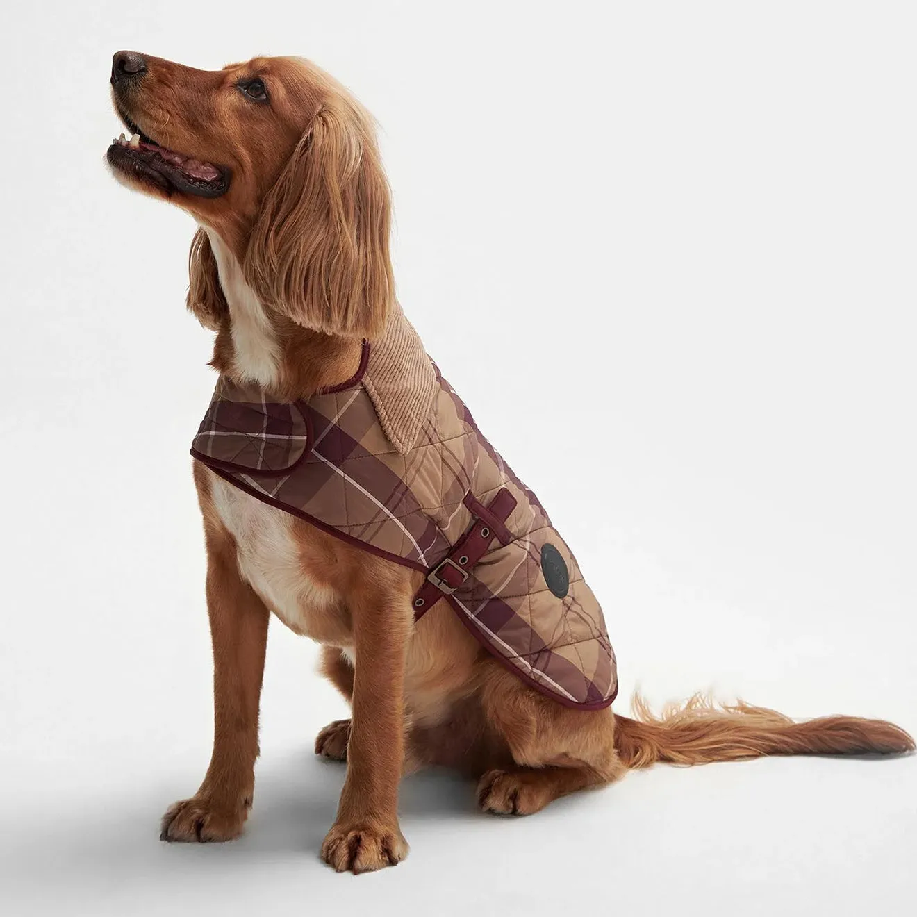 Barbour Tartan Dog Coat Muted Cabernet