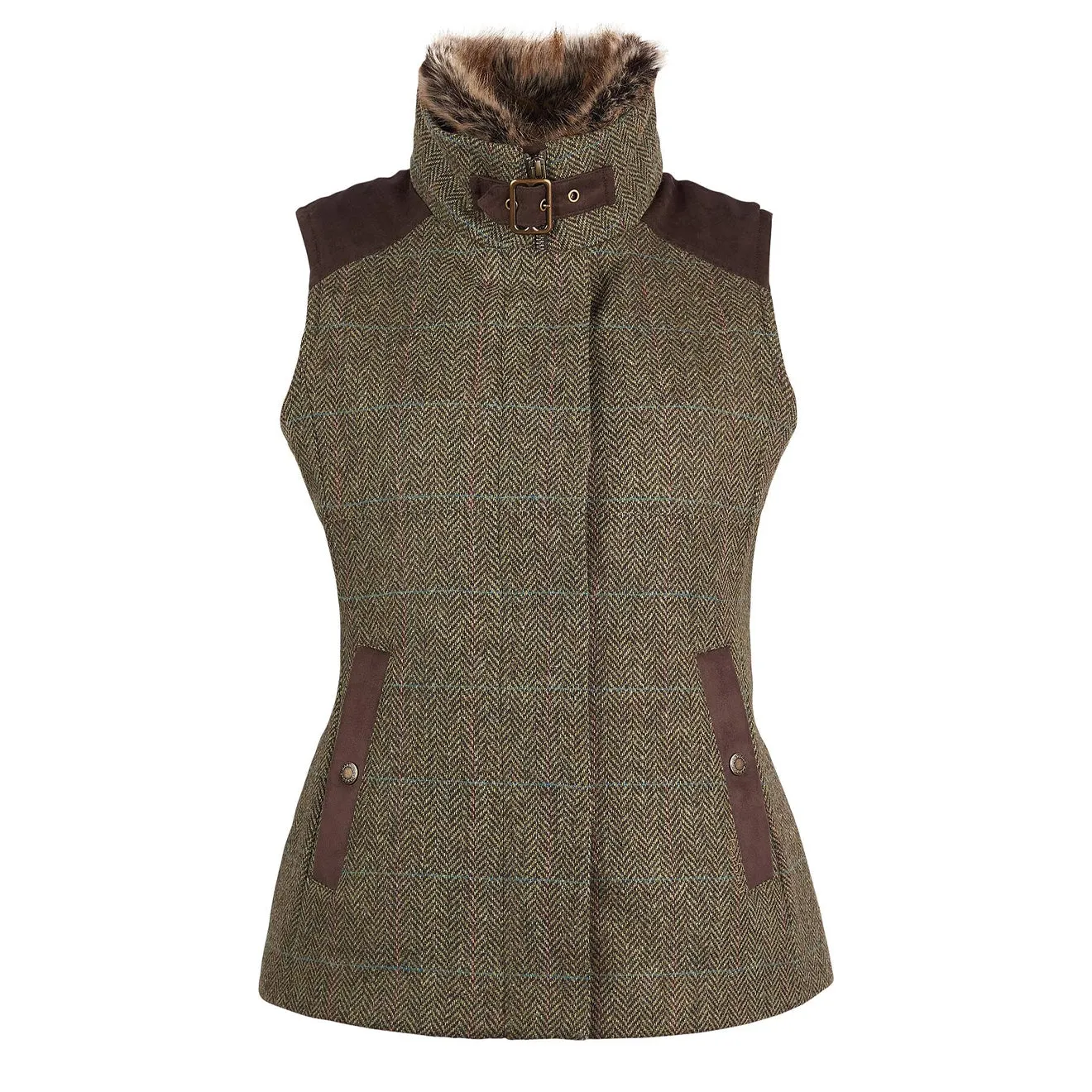 Barbour Womens Alder Wool Gilet Gardenia / Brown