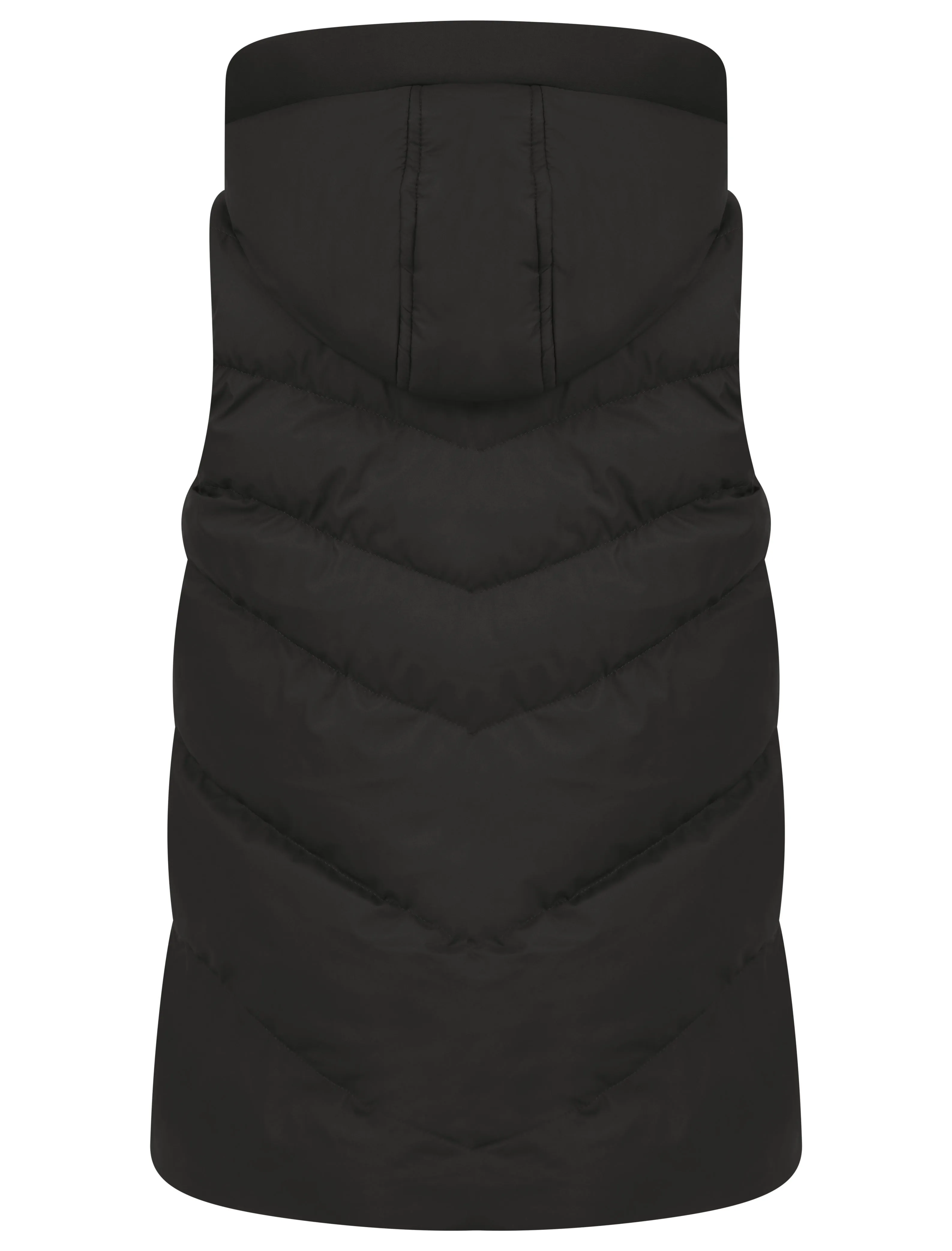 BLACK QUILTED PADDED HOODED PUFFER GILET