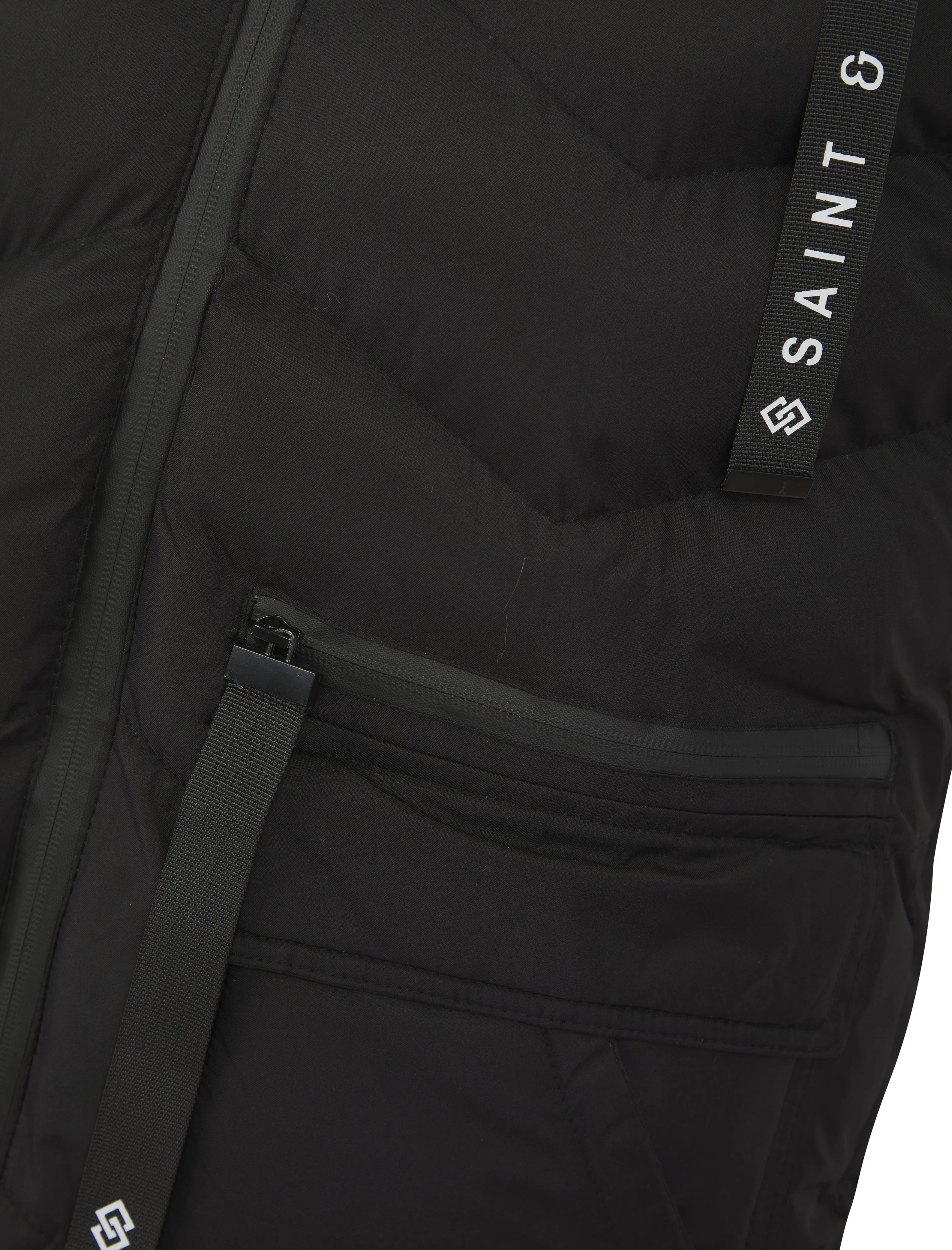 BLACK QUILTED PADDED HOODED PUFFER GILET