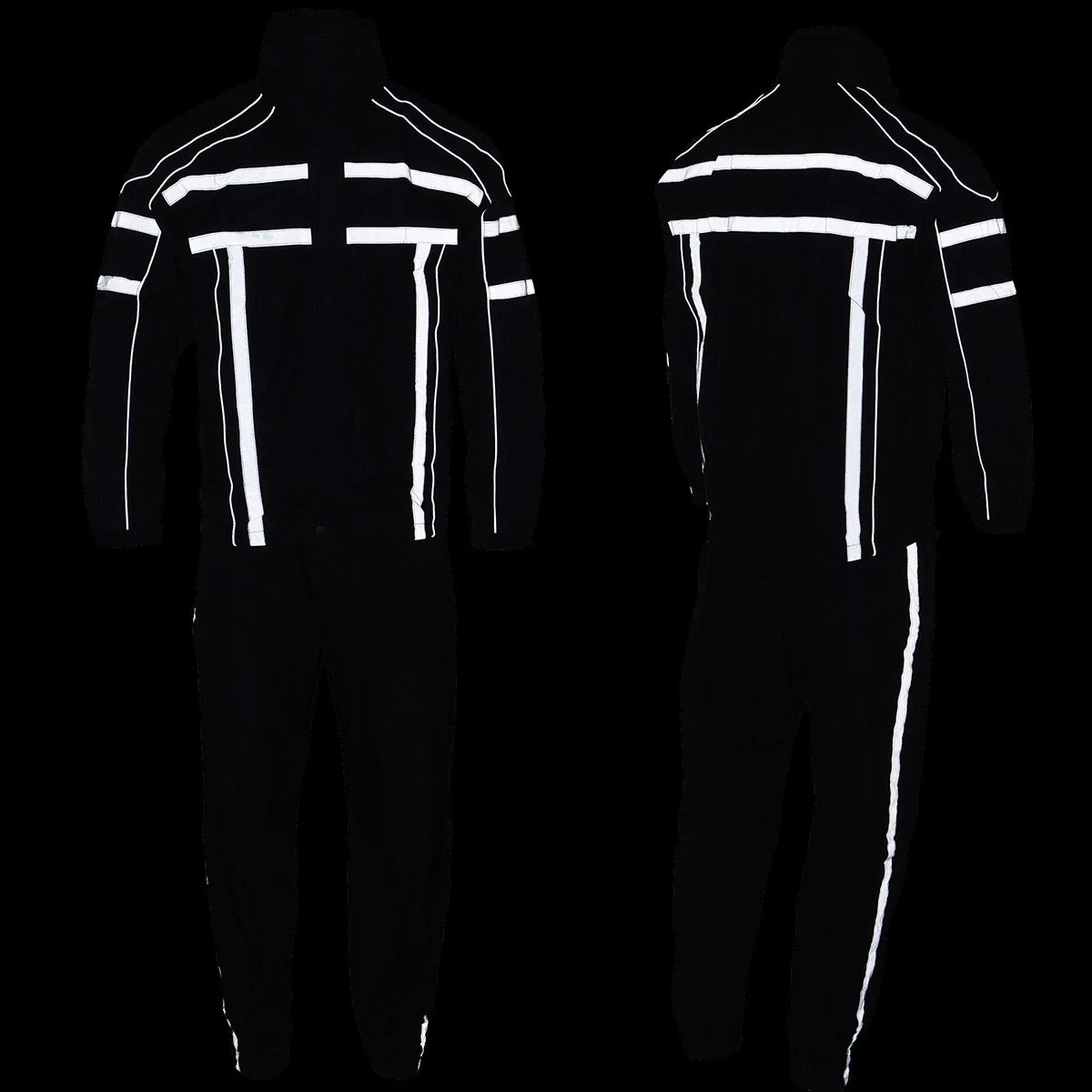 BLACK SH2331 Men's Black Water Resistant Rain Suit with Reflective Tape