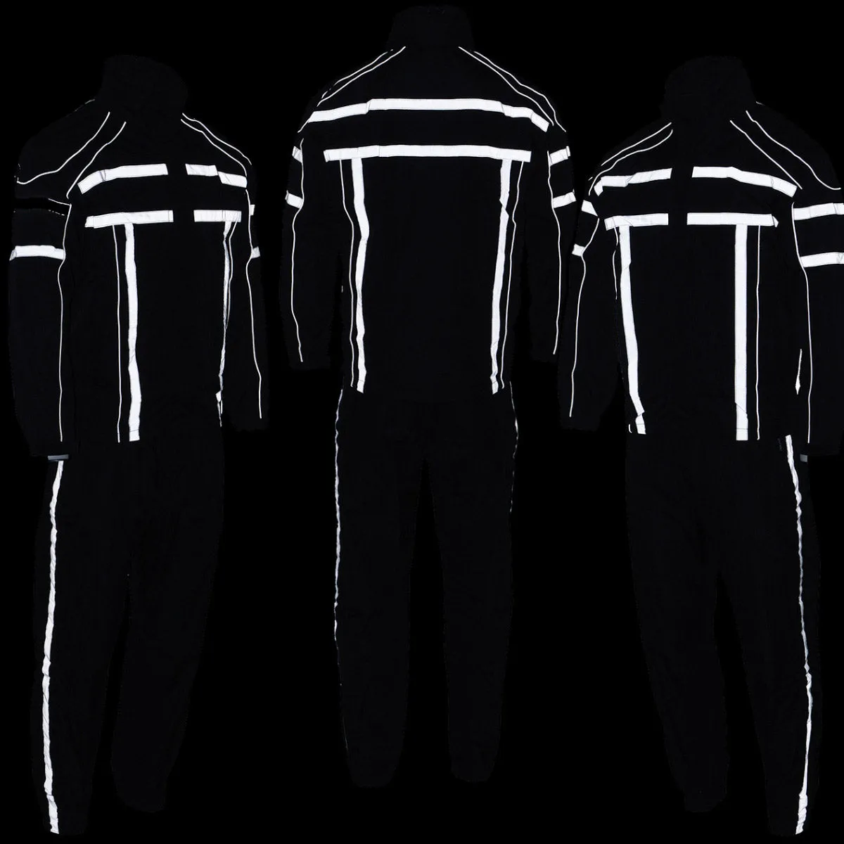 BLACK SH2331 Men's Black Water Resistant Rain Suit with Reflective Tape