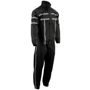 BLACK SH2331 Men's Black Water Resistant Rain Suit with Reflective Tape