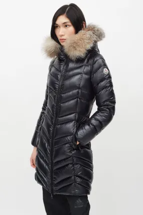 Black Shine Fulmar Fur Hood Down Jacket