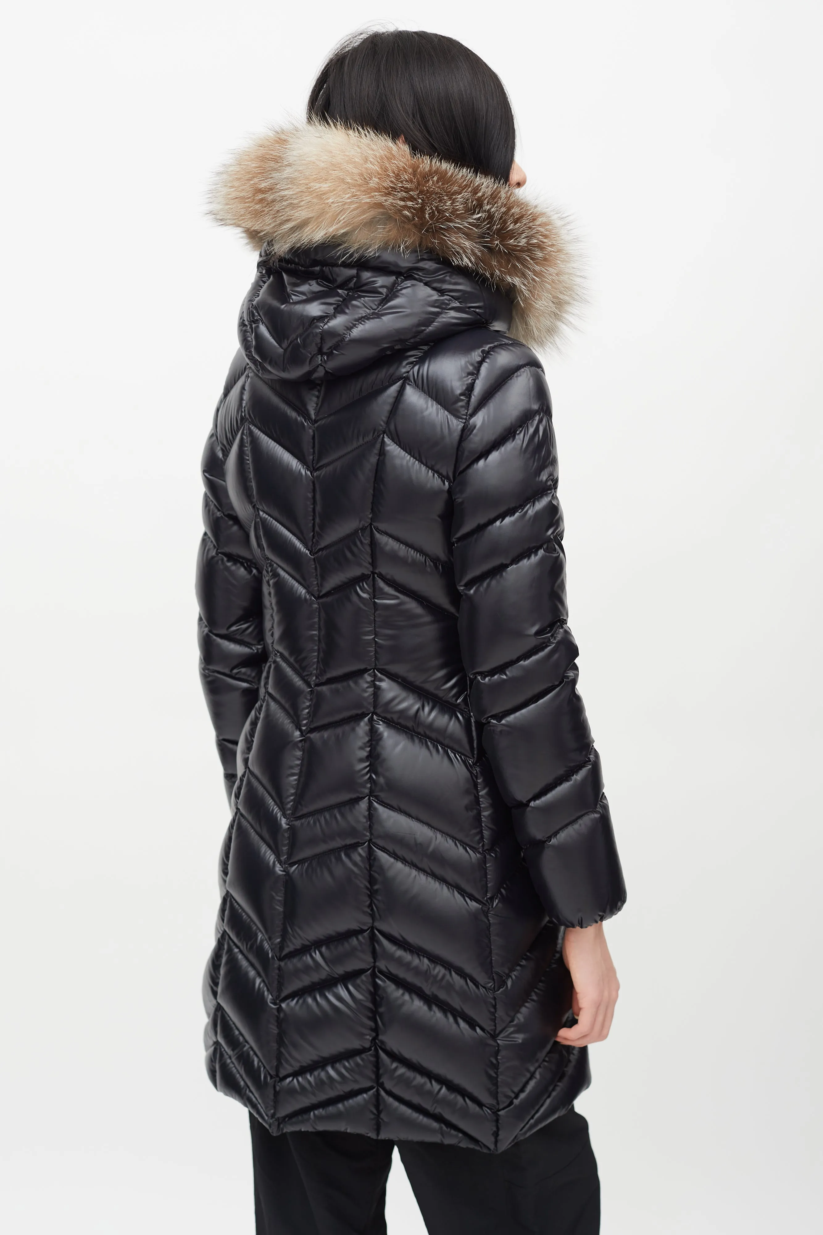 Black Shine Fulmar Fur Hood Down Jacket