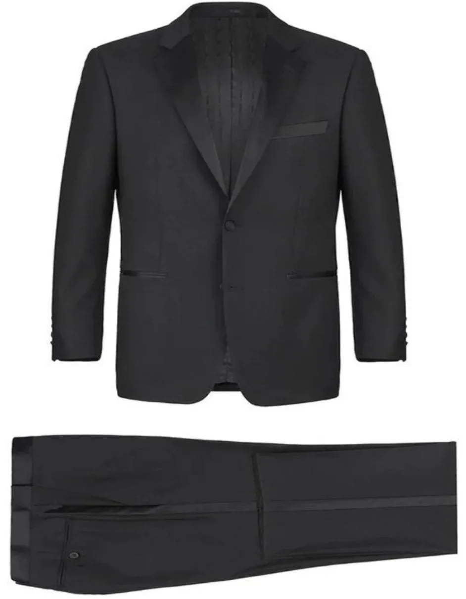 Black Tuxedo - Mens Wedding Suit Single Breasted Traditional Two Button - Black Prom Suit