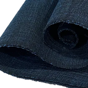 Black/Midnight Blue Stiff Papery Textured Crinkled Vintage Japanese Crepe by the Yard,  #331