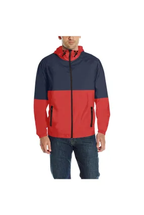 Blue & Red Quilted Windbreaker for Men (Model H35)