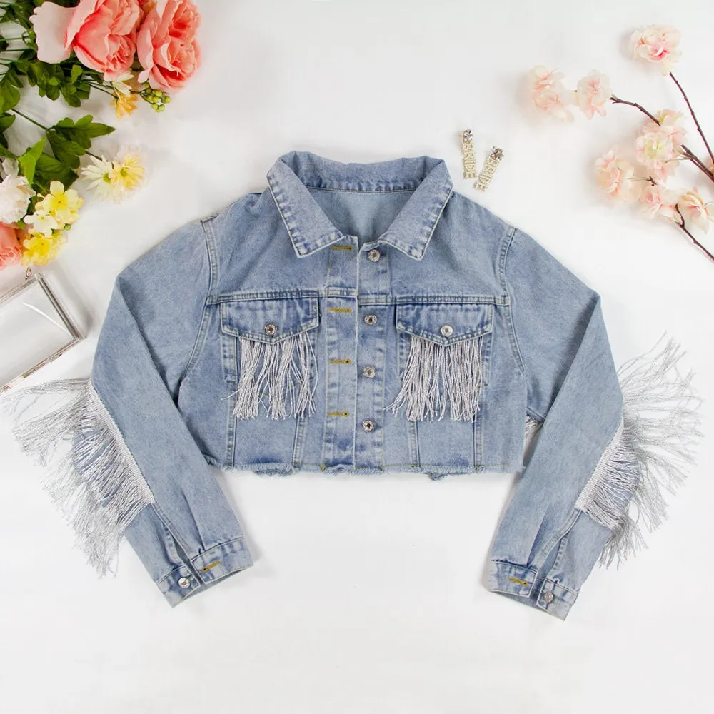 (Blue Fringe) Bride Jean Jacket