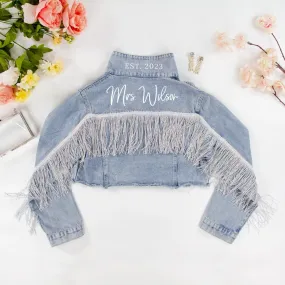 (Blue Fringe) Bride Jean Jacket