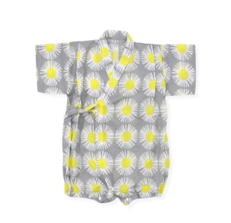 Borny Tie-Side Onesie Gray Sunflower