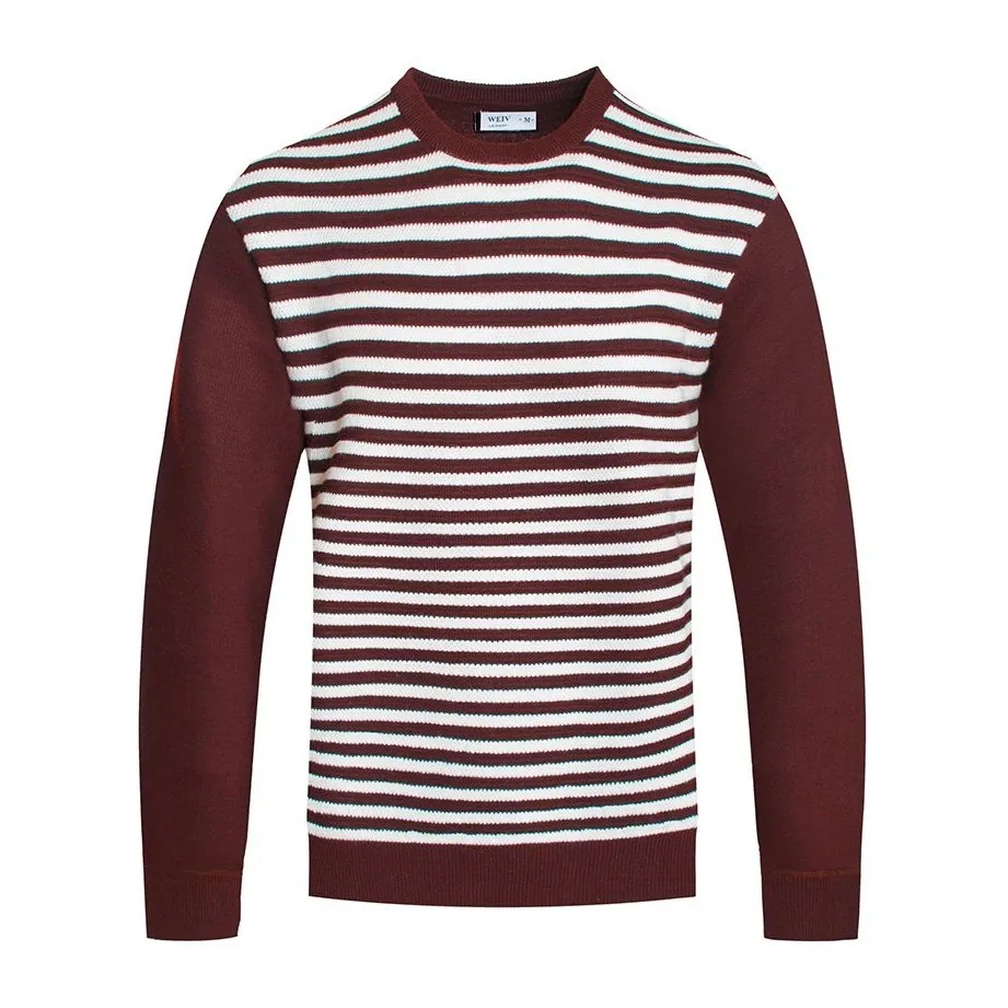 Burgundy Striped Cutout Knit Sweater