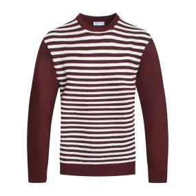 Burgundy Striped Cutout Knit Sweater