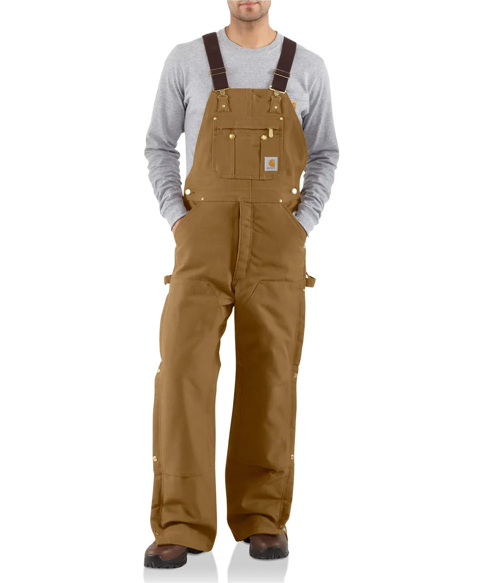 Carhartt Quilt-Lined Zip-To-Thigh Bib Overalls - Carhartt Brown