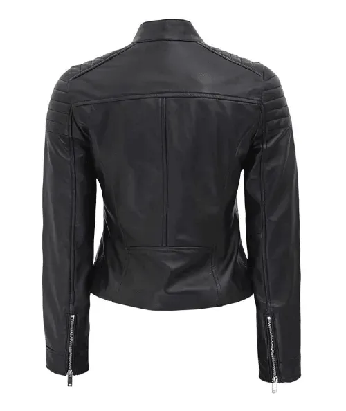 Carrie Women's Slim Fit Leather Jacket Black