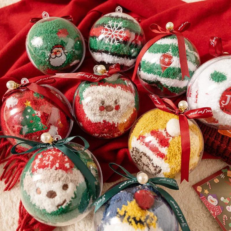 🎅Christmas Sale🎄 Coral Velvet Christmas Stocking Gifts with Ball Ornaments