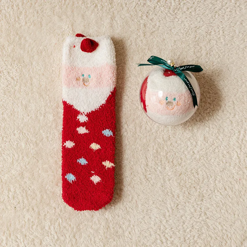 🎅Christmas Sale🎄 Coral Velvet Christmas Stocking Gifts with Ball Ornaments