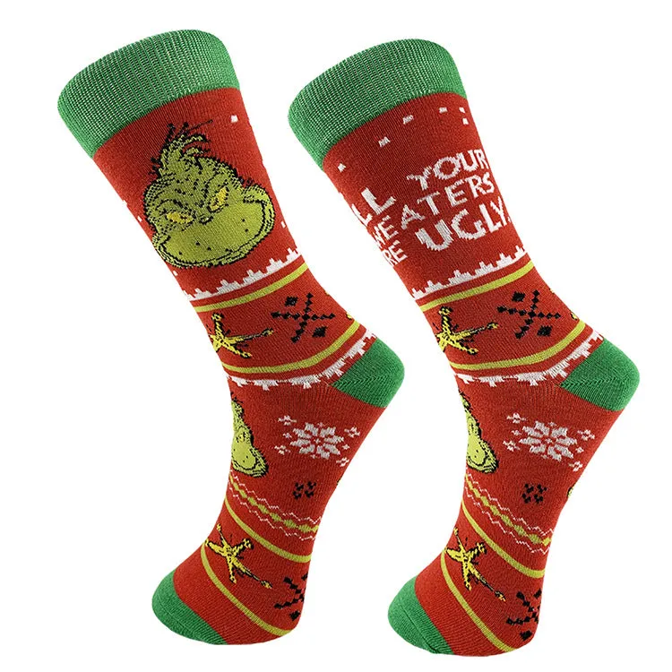 🎅Christmas Sale🎄 Grinch Knit Socks for Men and Women