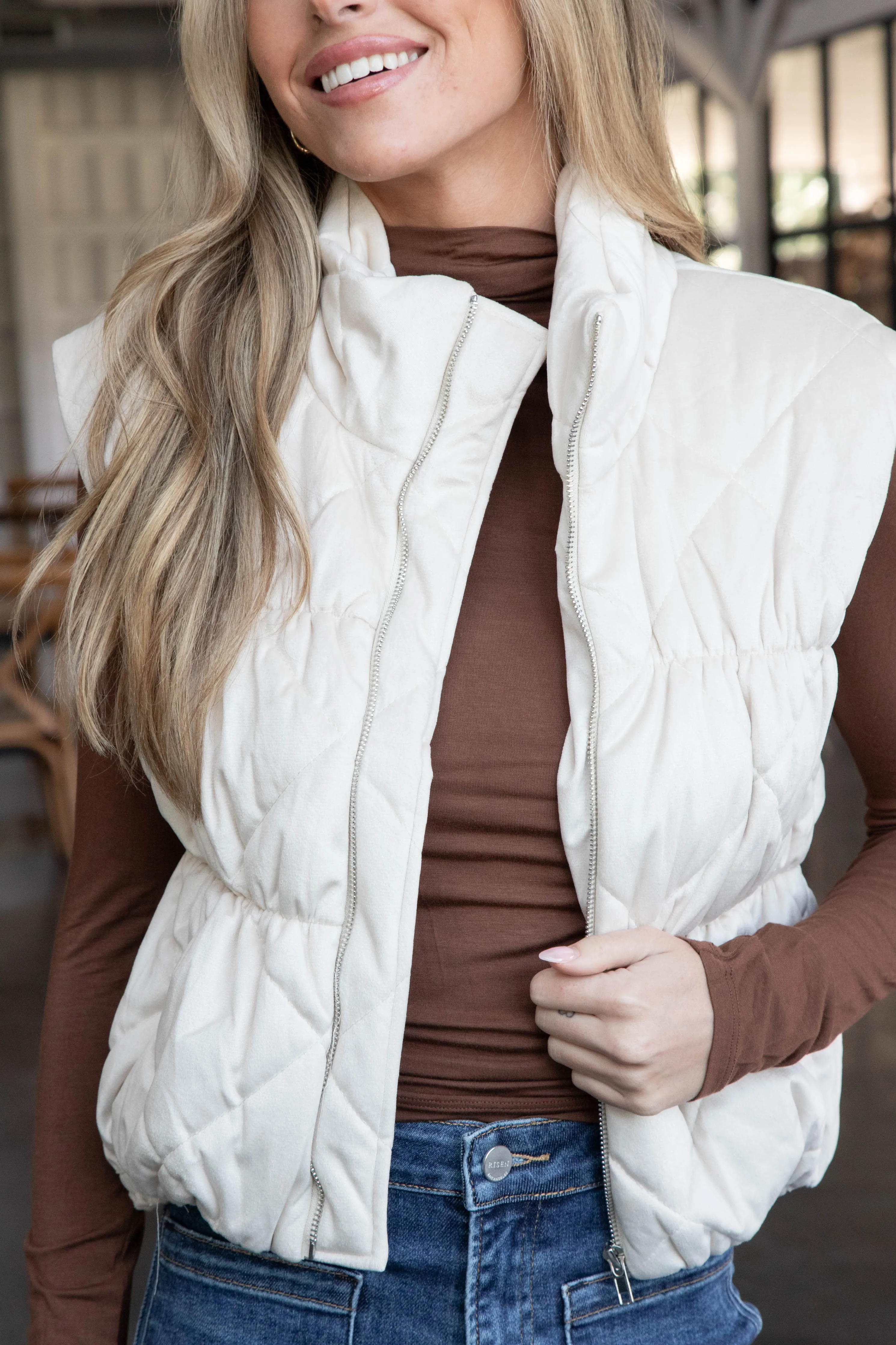 Cosmic Quilted Vest, Cream | Sadie & Sage