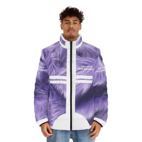 DCYG White logo & Purple Fur Xclusive Unisex Puffer Jacket (AOP)