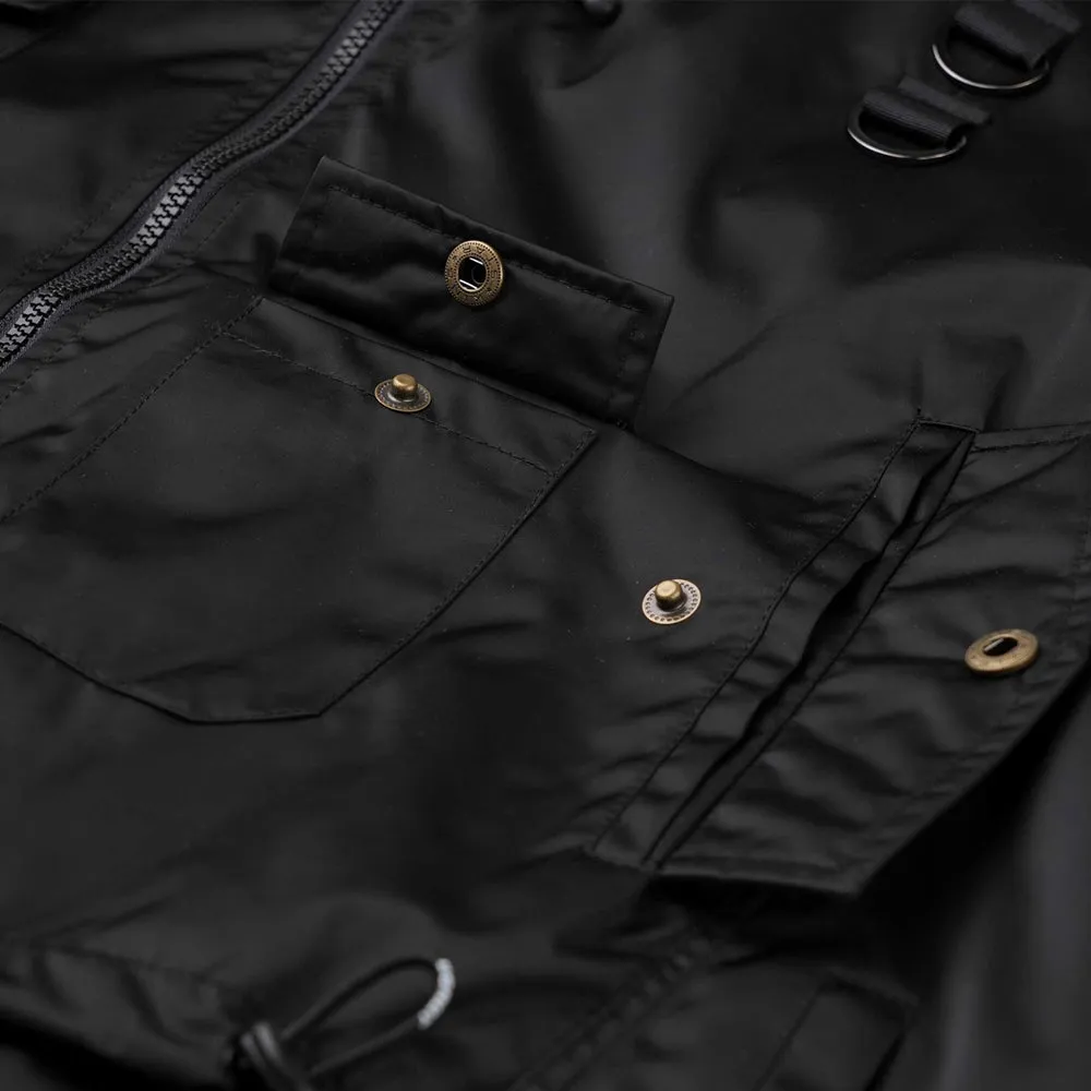 DOUBLE ZIPPER SHIRRING MA-1 JACKET BLACK