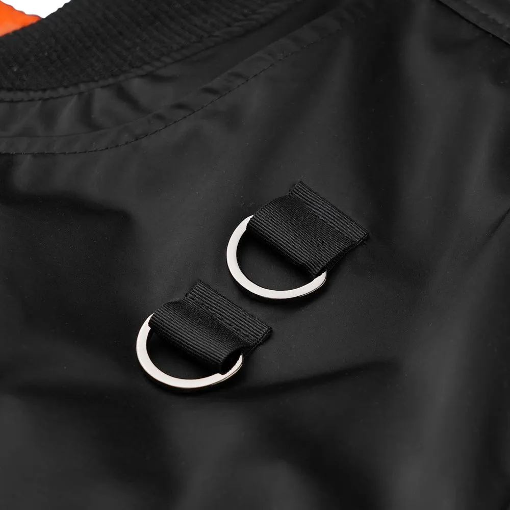 DOUBLE ZIPPER SHIRRING MA-1 JACKET BLACK