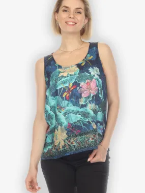 Dragonfly Lotus Turquoise Tank Top