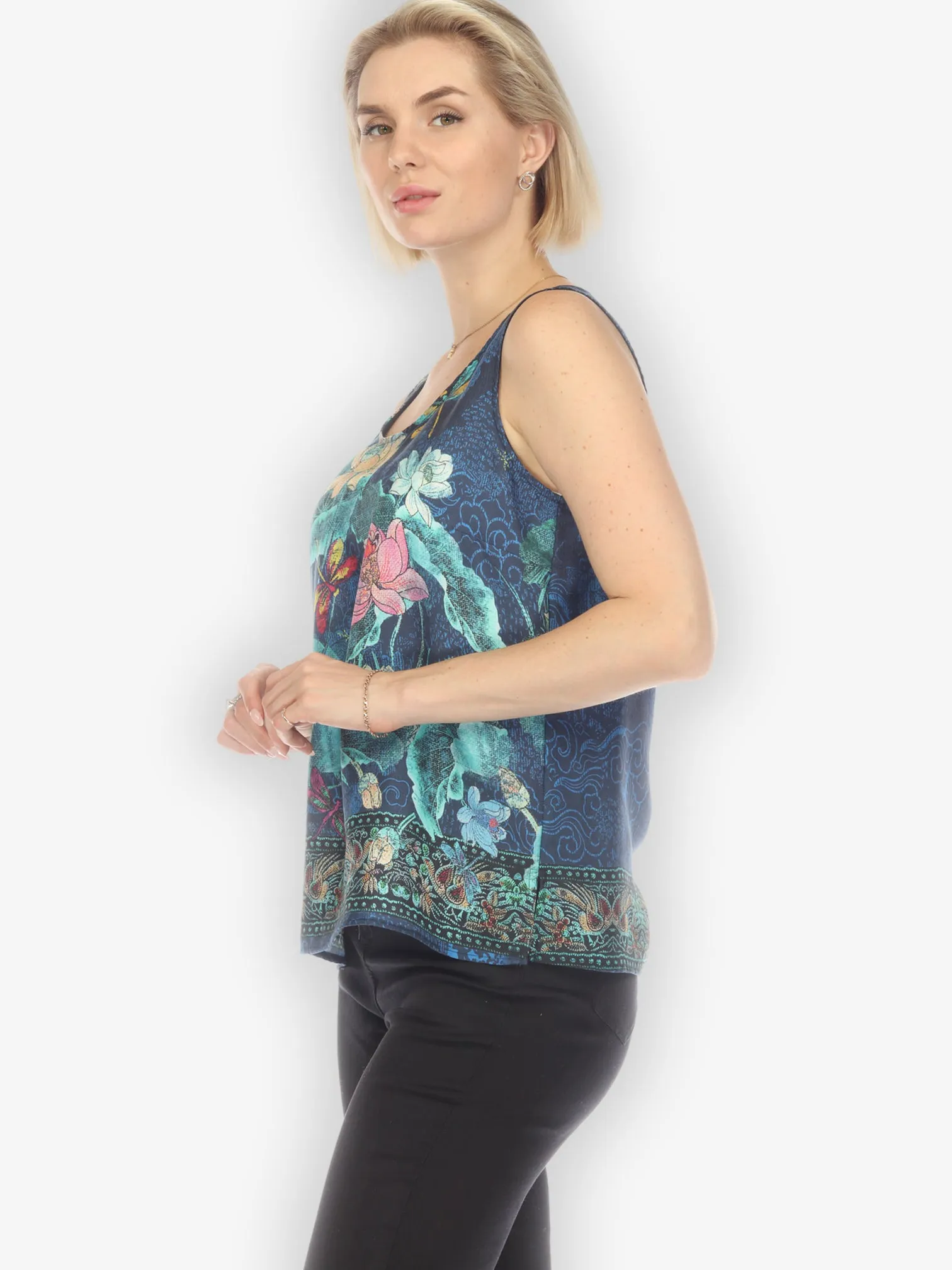 Dragonfly Lotus Turquoise Tank Top