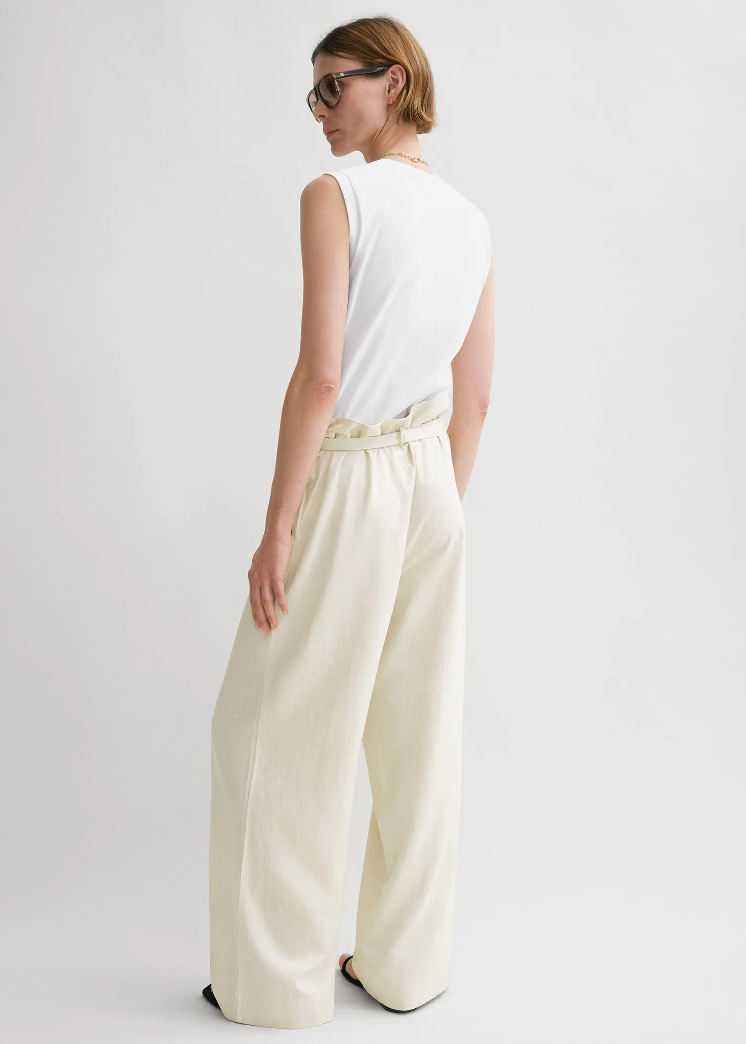 Fluid tie-waist trousers pearl